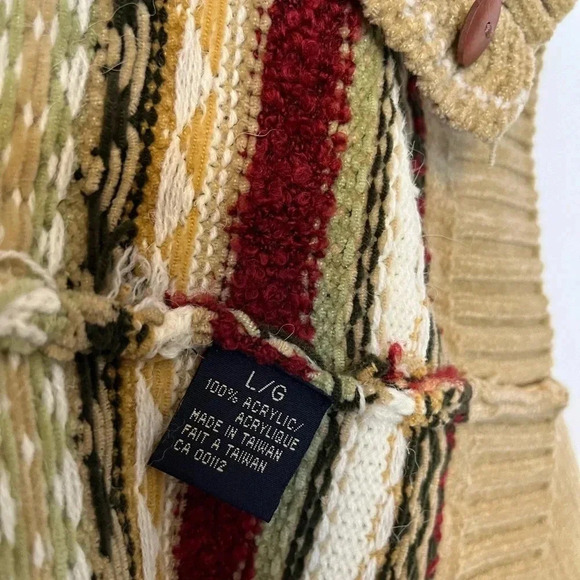 Vintage 70s Fair Isle Button-Up Cardigan – Boho Cottagecore Acrylic Sweater - Picture 6 of 7